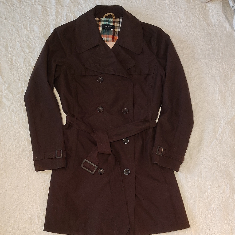 Lands' End Women's Dark Brown Trench Coat